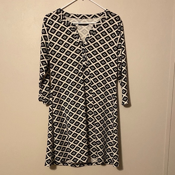 Reborn Dresses & Skirts - Reborn Black and White Diamond Pattern Long Sleeve Dress